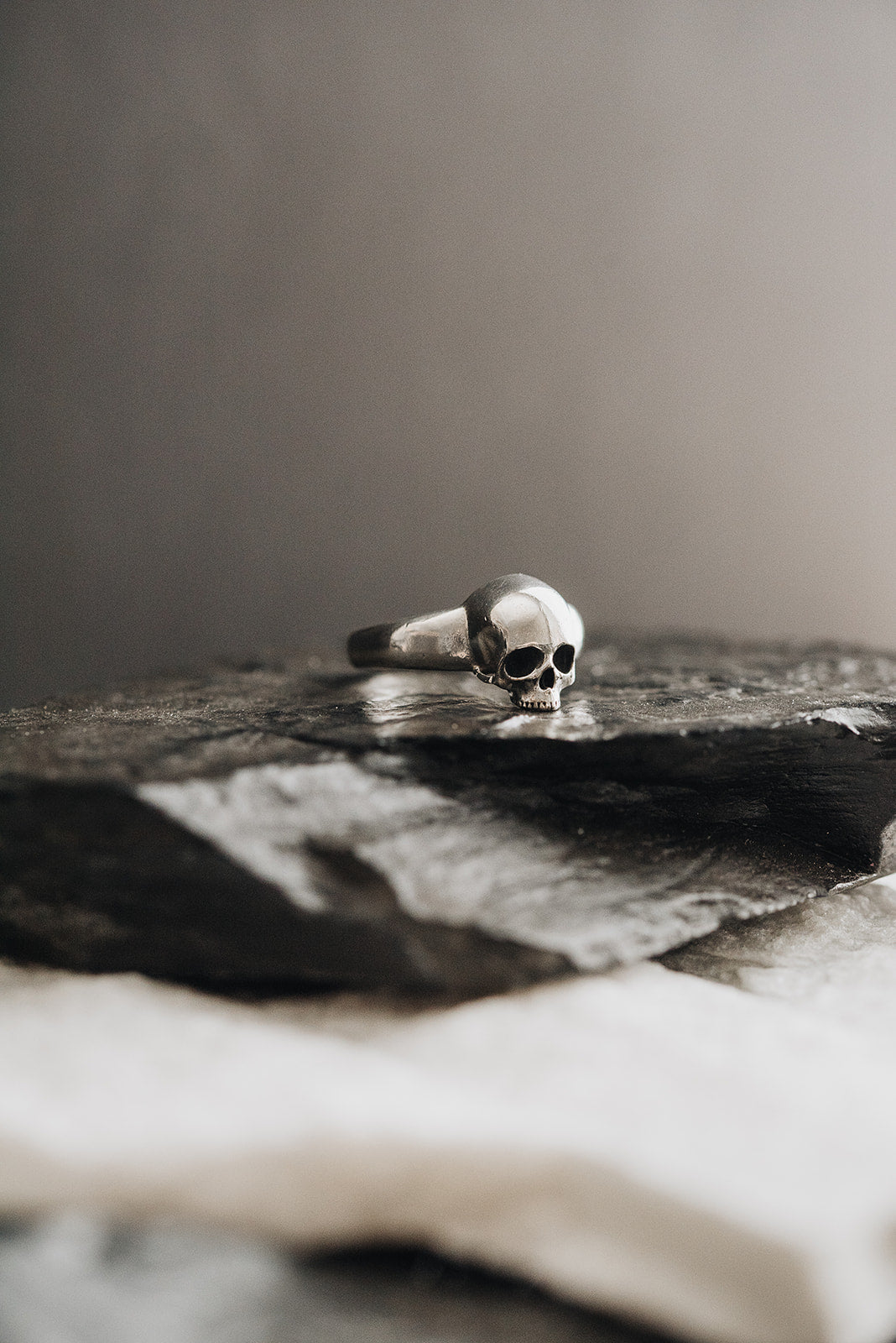 Skull Solitaire Ring