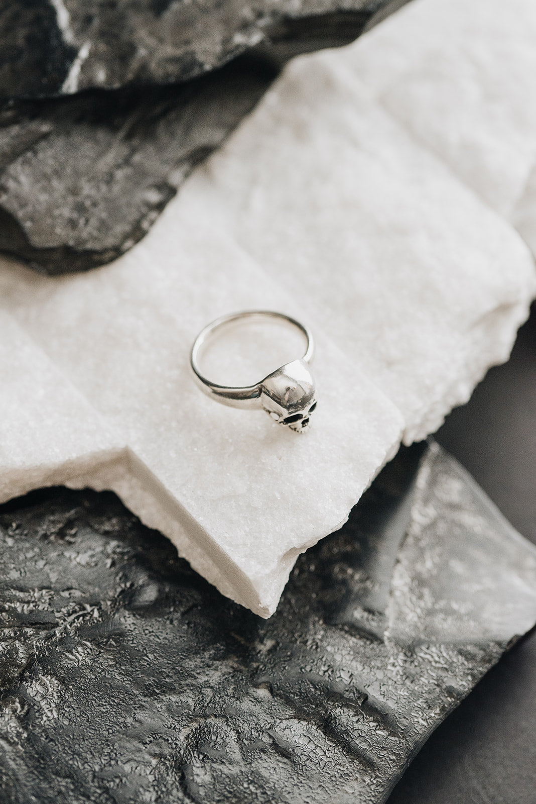 Skull Solitaire Ring