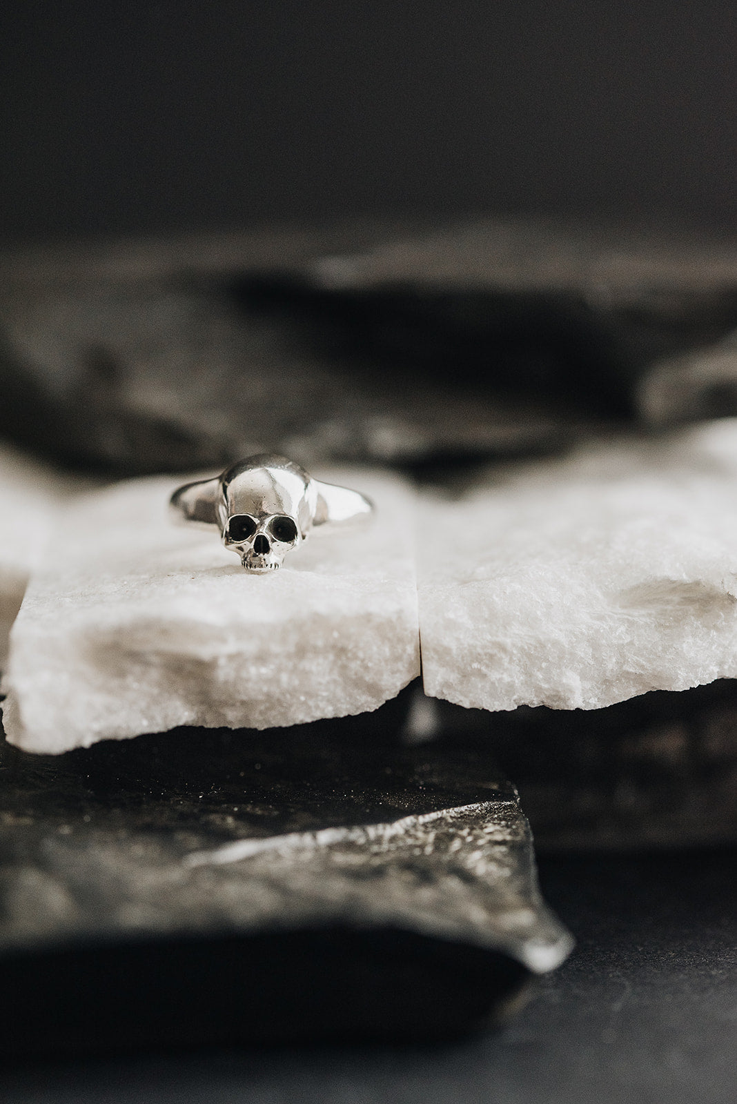 Skull Solitaire Ring
